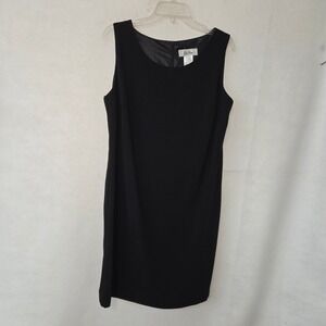 Le Bos Women Black Sleeveless Shift Midi Dress 14WP Petite Solid Lined Classic